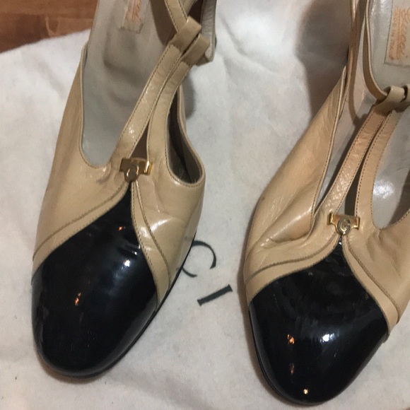 Gucci Leather T-Strap Pumps Spectator Heels - Picture 2 of 8